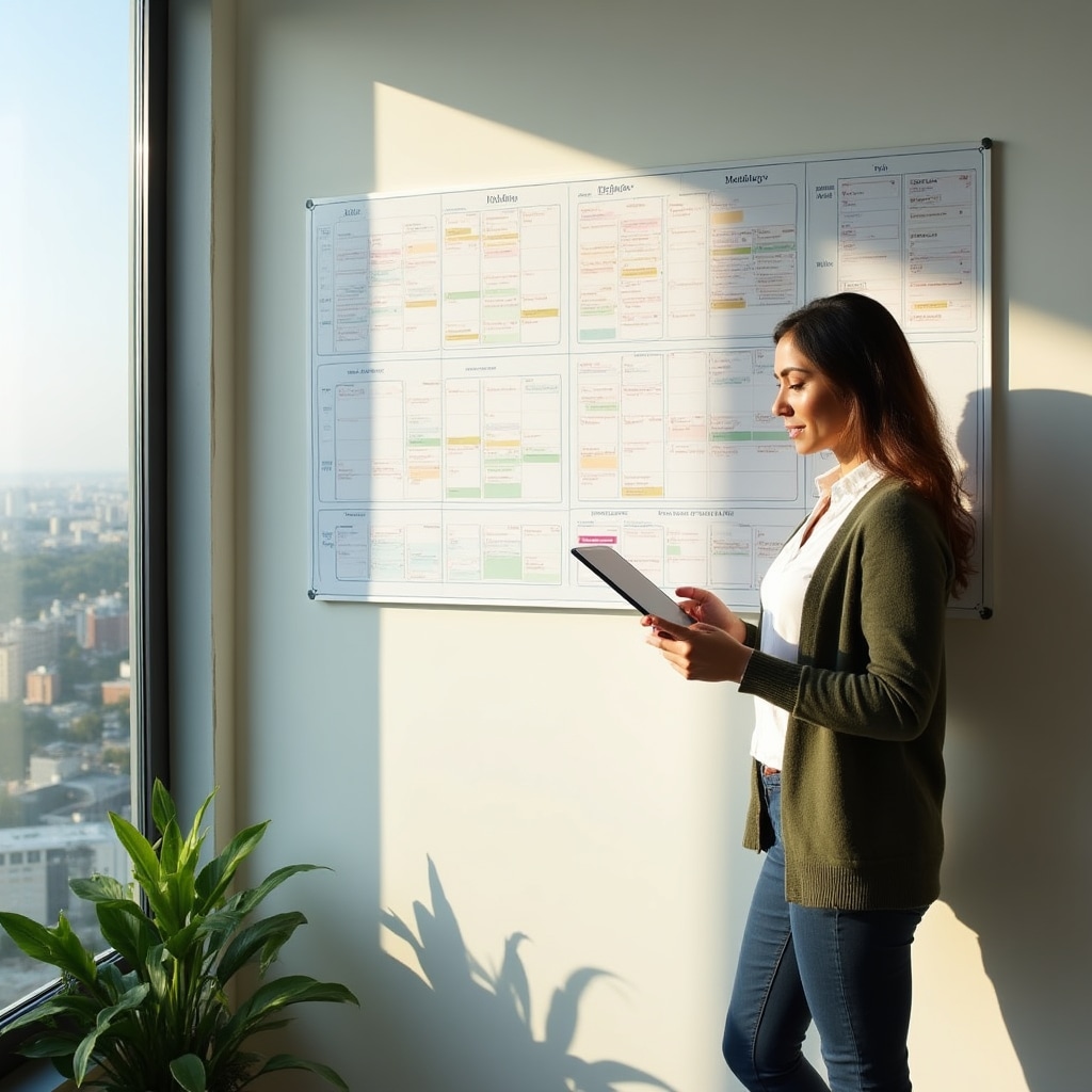 Daily routine planning with time blocks and task sequences mapped out