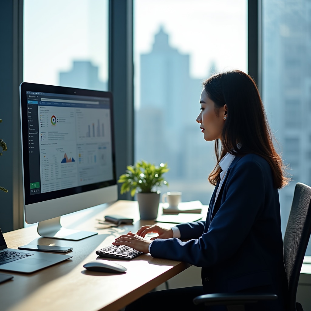 Modern digital workspace with organized productivity tools and clean desk setup